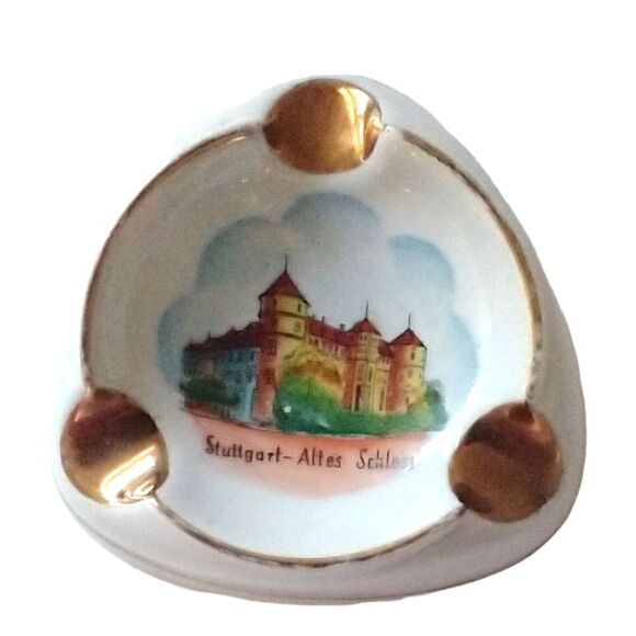 RW Bavaria Porcelain Ashtray Dish Gold Trim Stuttgart Altes Schloss Trinket Vtg. - Picture 16 of 16